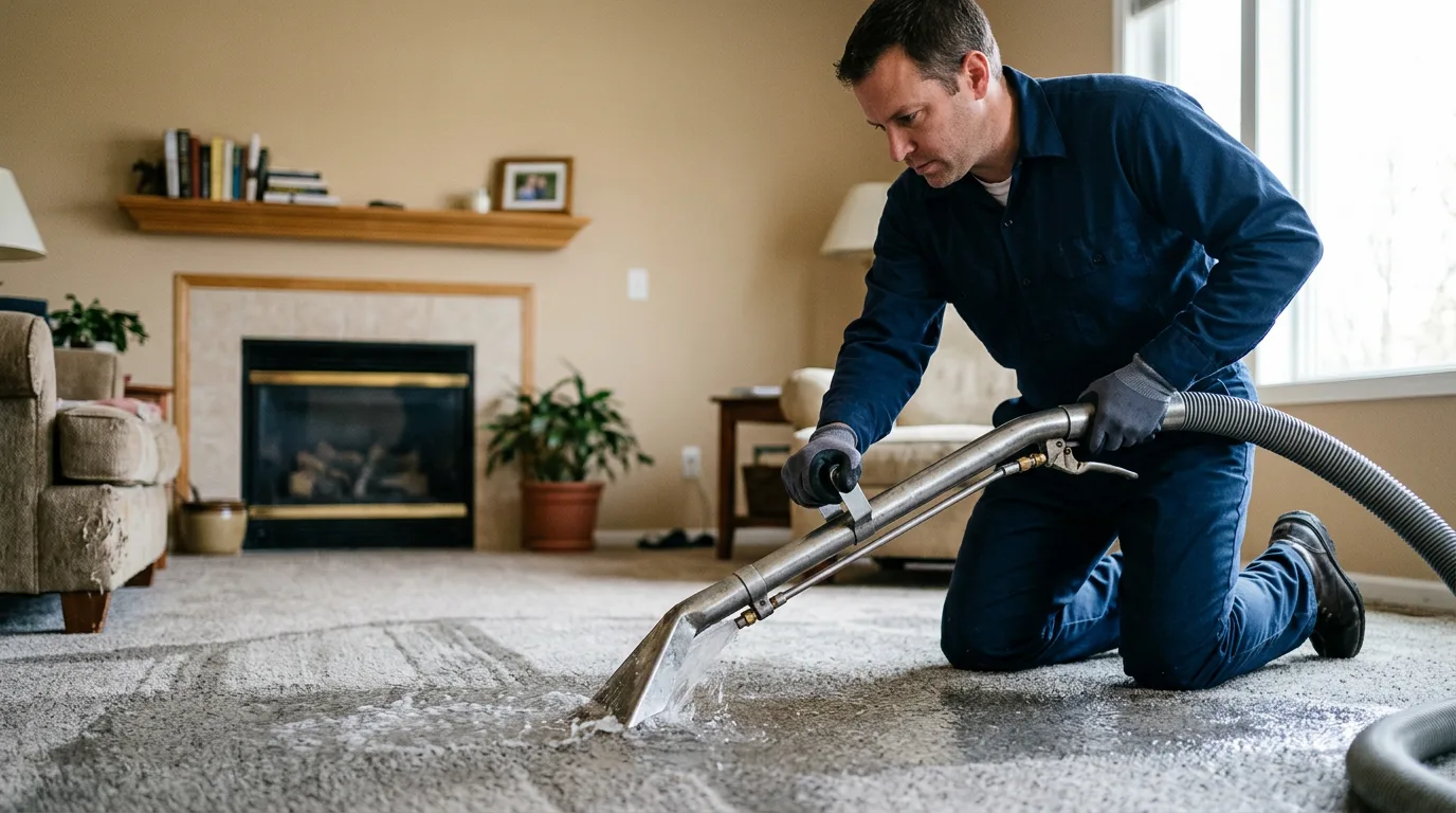 Water damage restoration technician working near Chesterville, OH